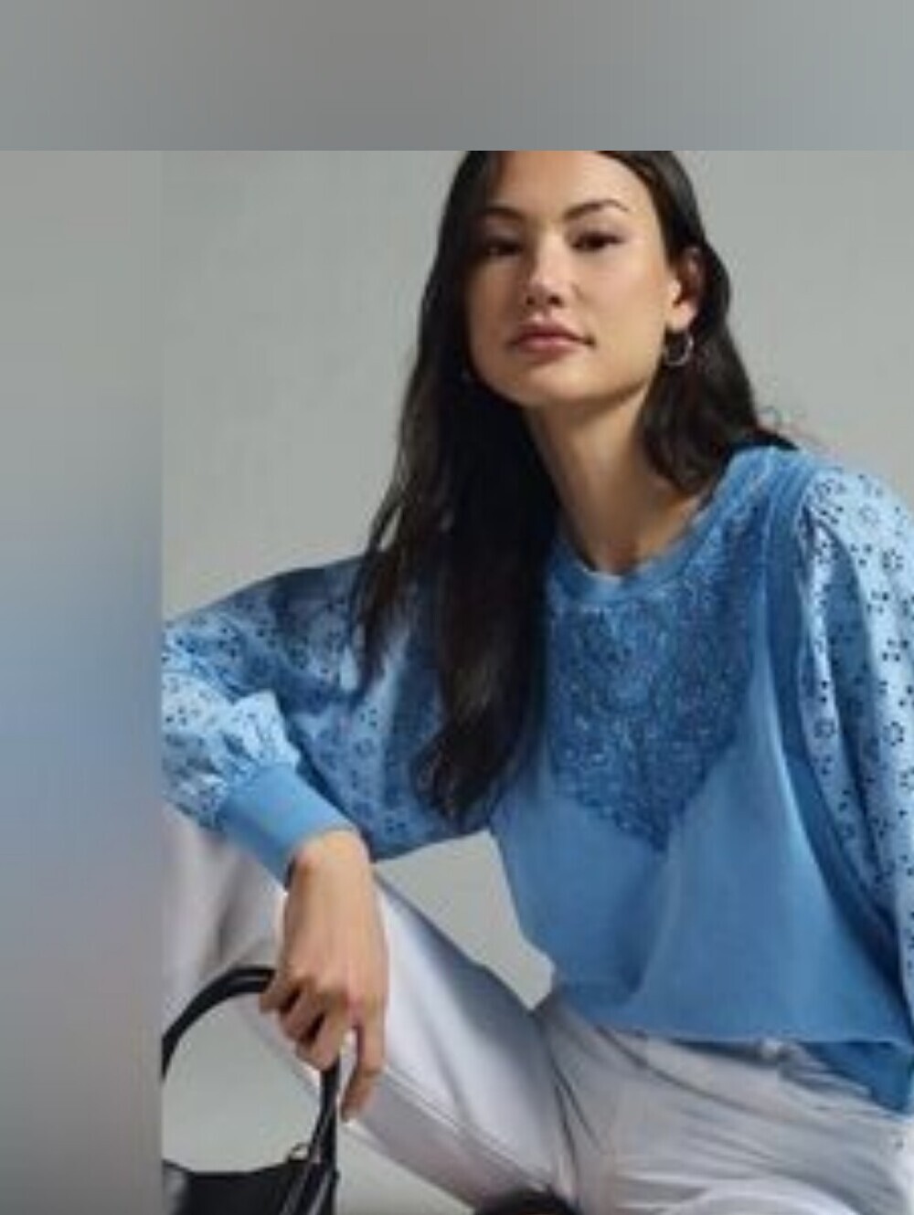 Pilcro 100% Cotton XS Eyelet Sleeve Sweatshirt
